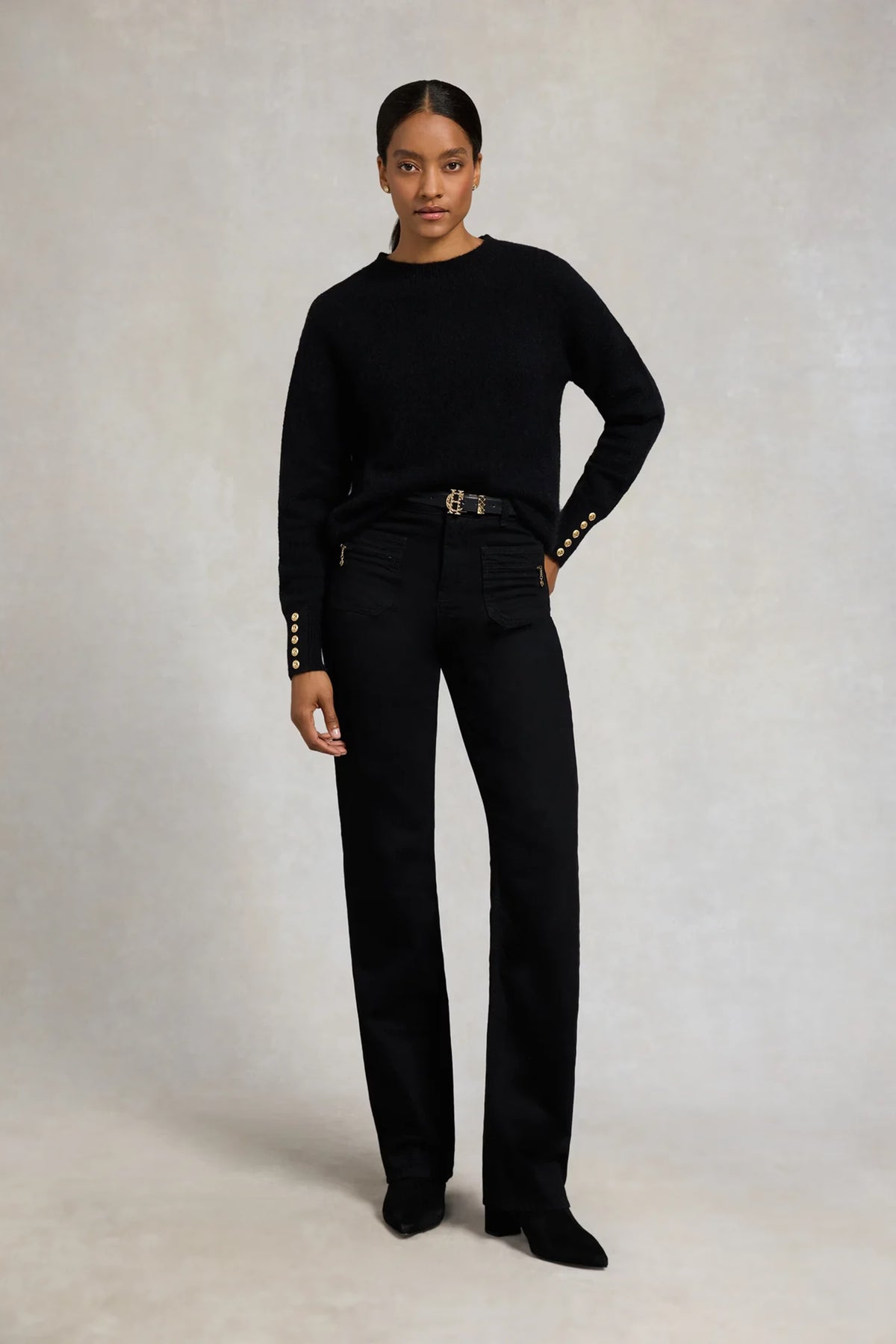 Holland Cooper Tori Crew Neck Knit #Colour_Black