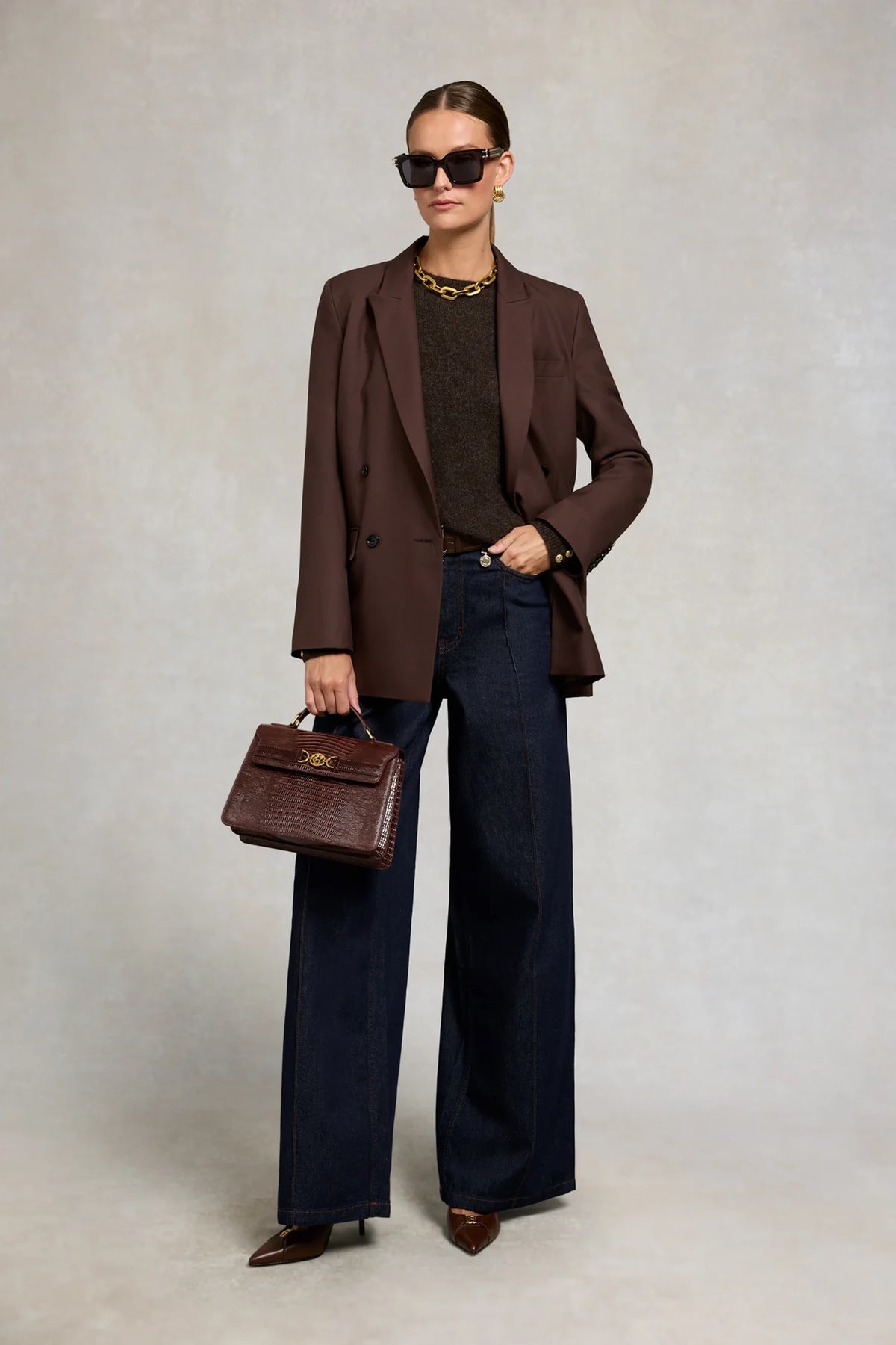 Holland Cooper Tori Crew Neck Knit #Colour_Chocolate