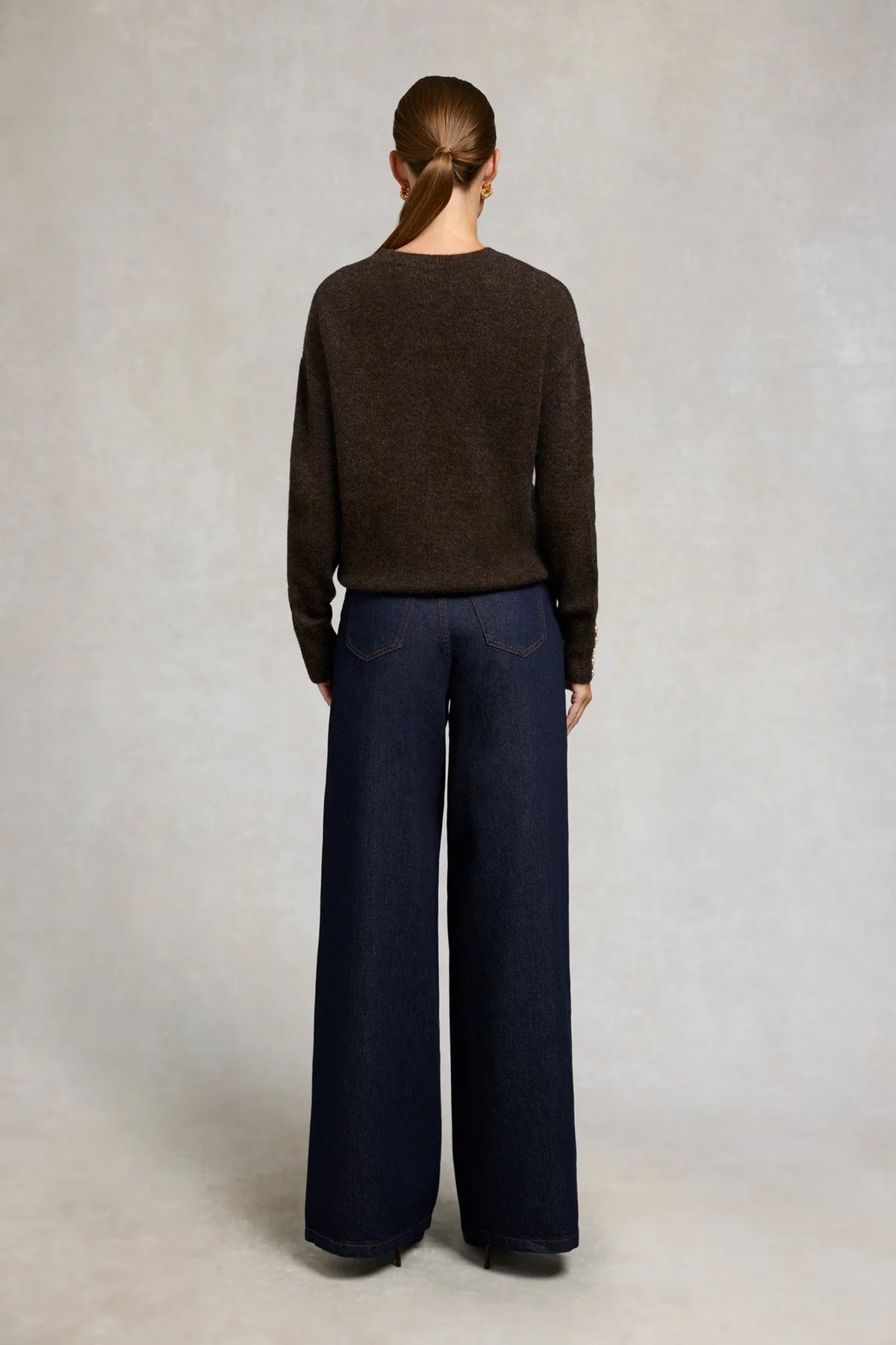 Holland Cooper Tori Crew Neck Knit #Colour_Chocolate