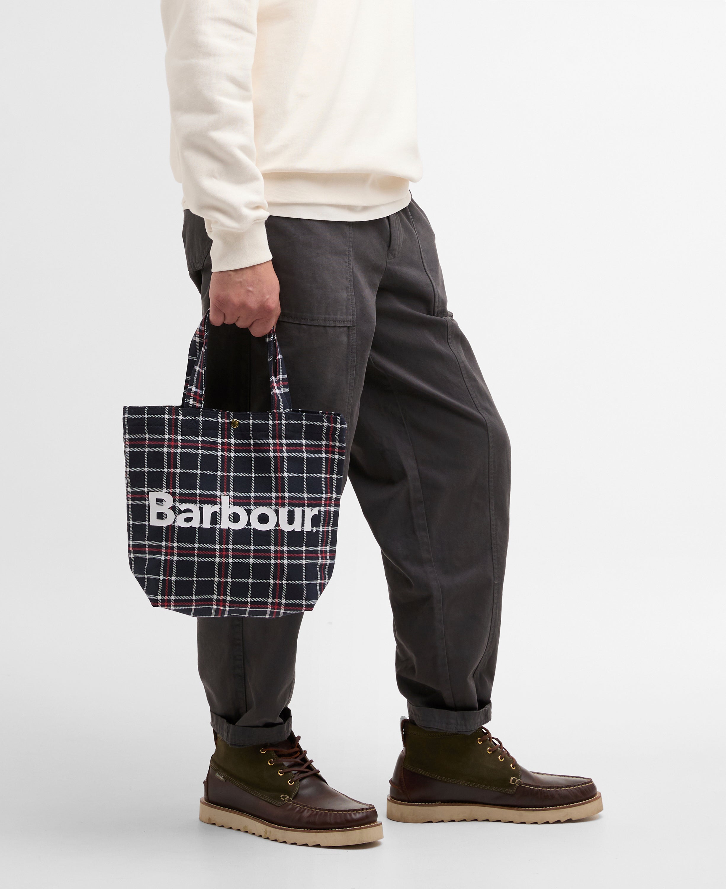 Barbour Navy/Red Check Mini Telfield Tartan Tote #Colour_Navy/Red Check
