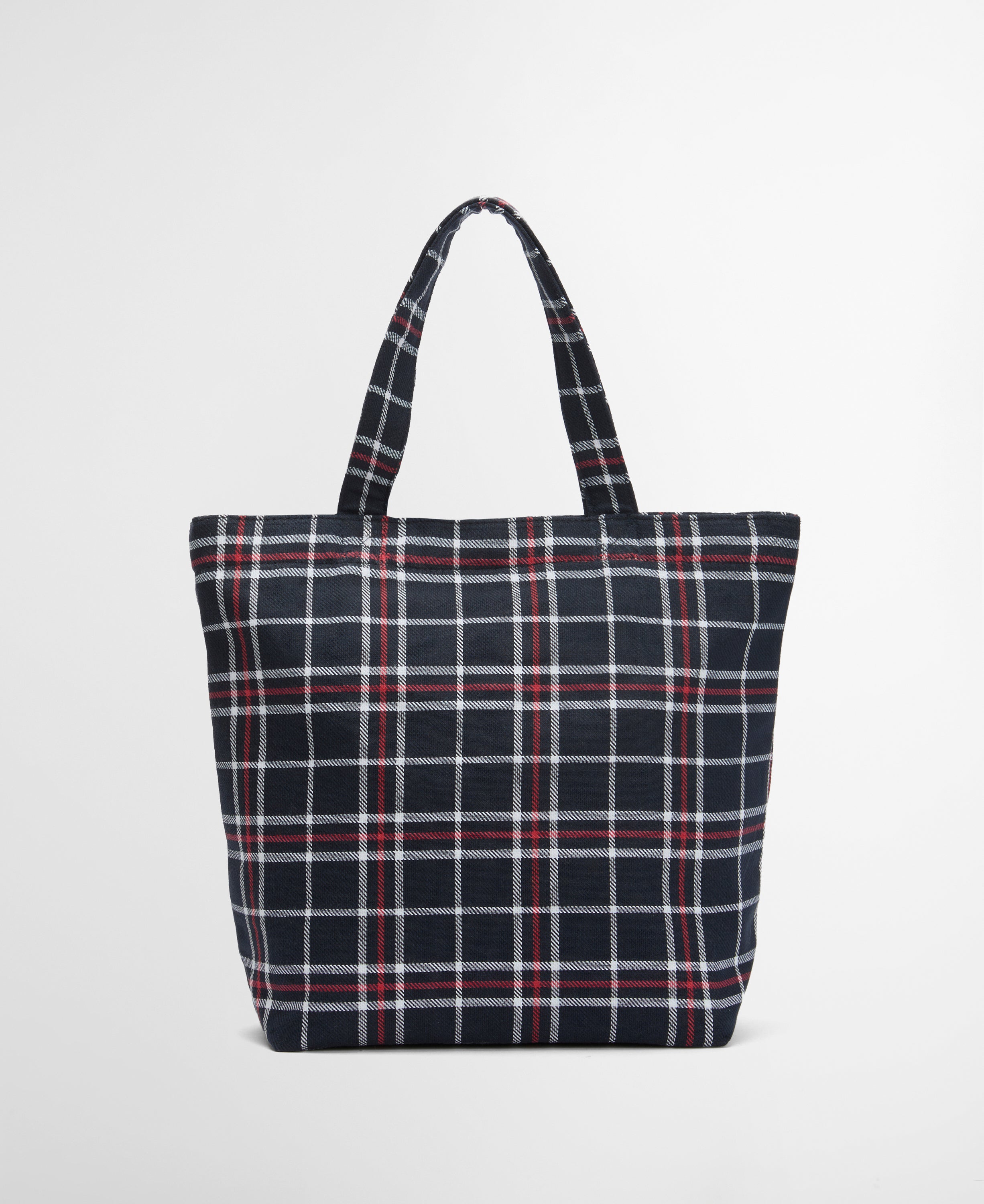 Barbour Navy/Red Check Mini Telfield Tartan Tote #Colour_Navy/Red Check