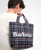 Barbour Navy/Red Check Mini Telfield Tartan Tote #Colour_Navy/Red Check