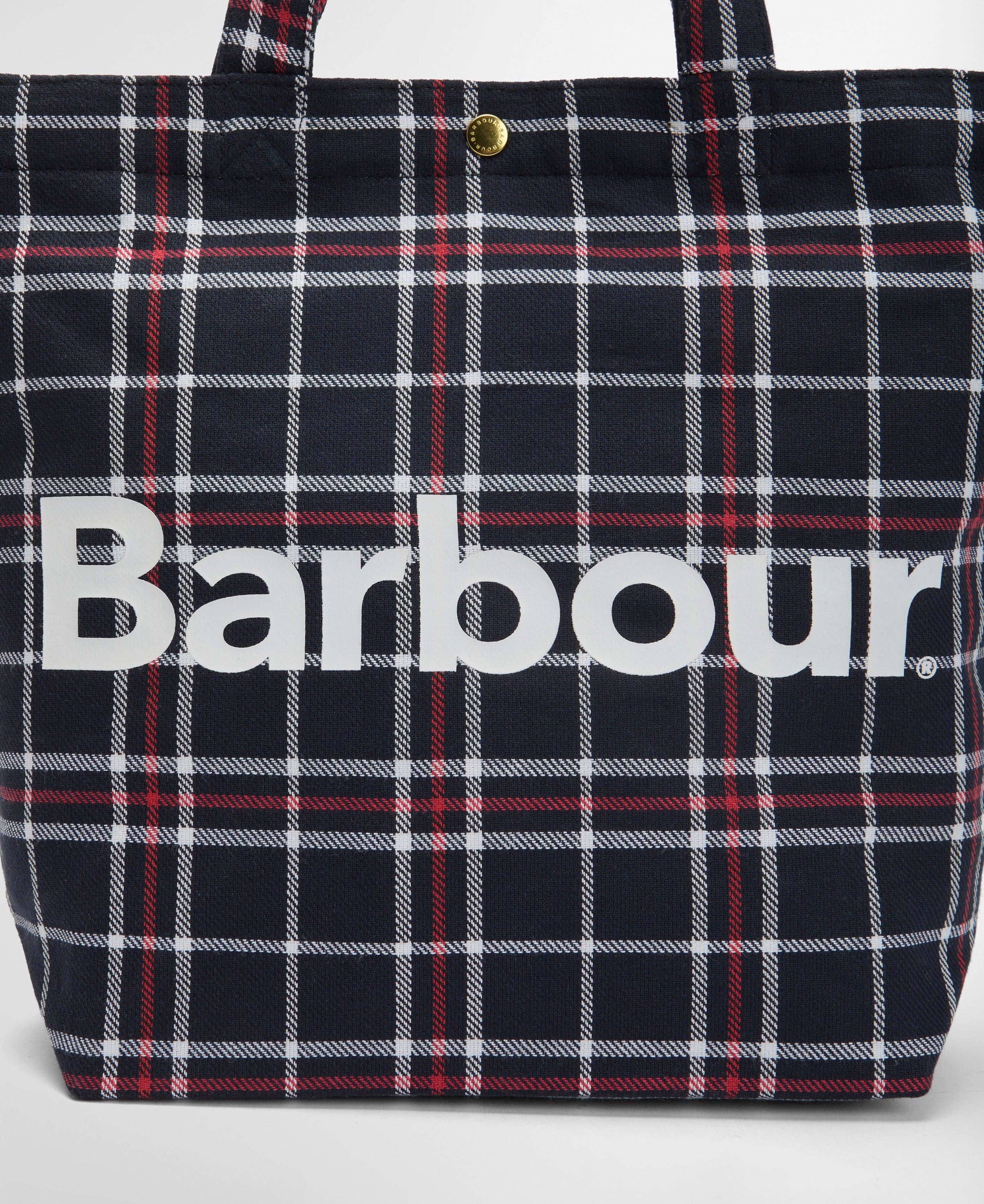 Barbour Navy/Red Check Mini Telfield Tartan Tote #Colour_Navy/Red Check