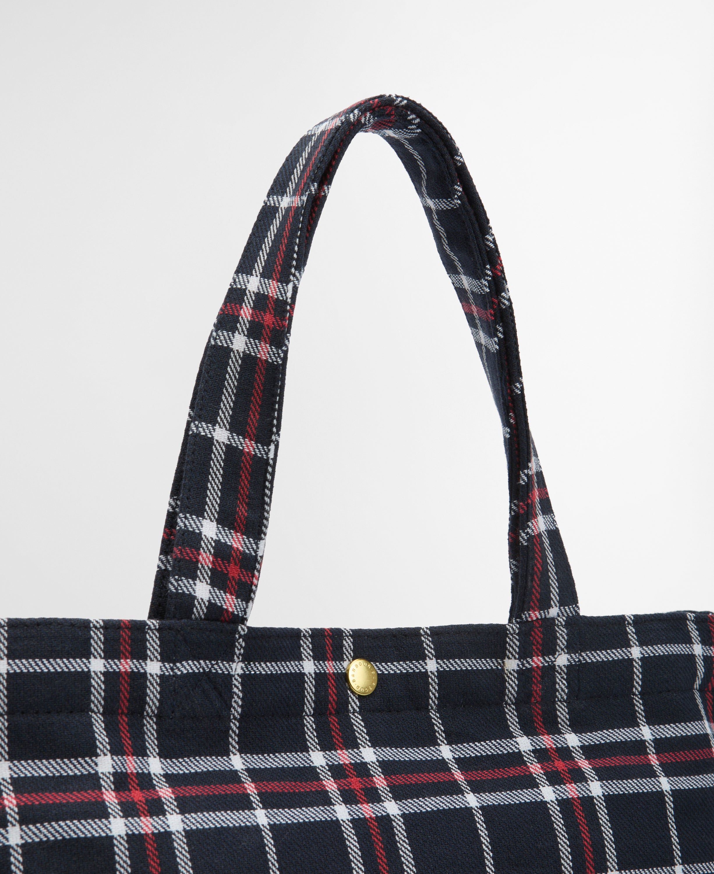 Barbour Navy/Red Check Mini Telfield Tartan Tote #Colour_Navy/Red Check