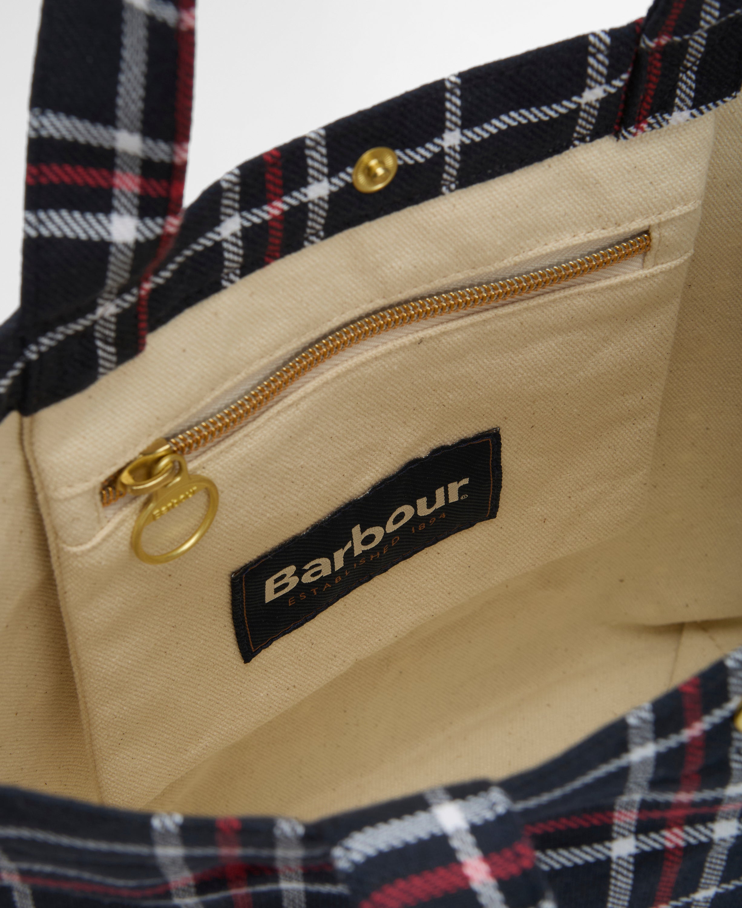 Barbour Navy/Red Check Mini Telfield Tartan Tote #Colour_Navy/Red Check