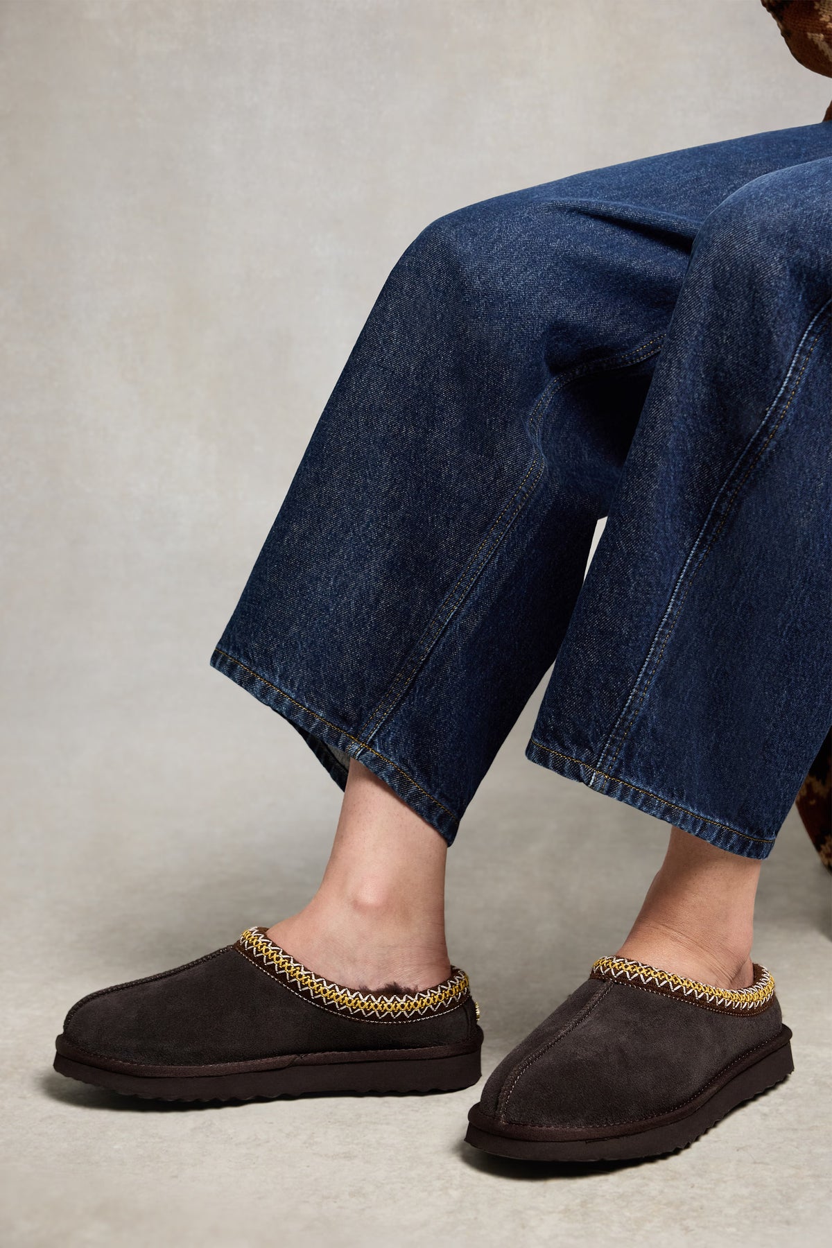 Holland Cooper Ultra Low Shearling Mule #Colour_Chocolate