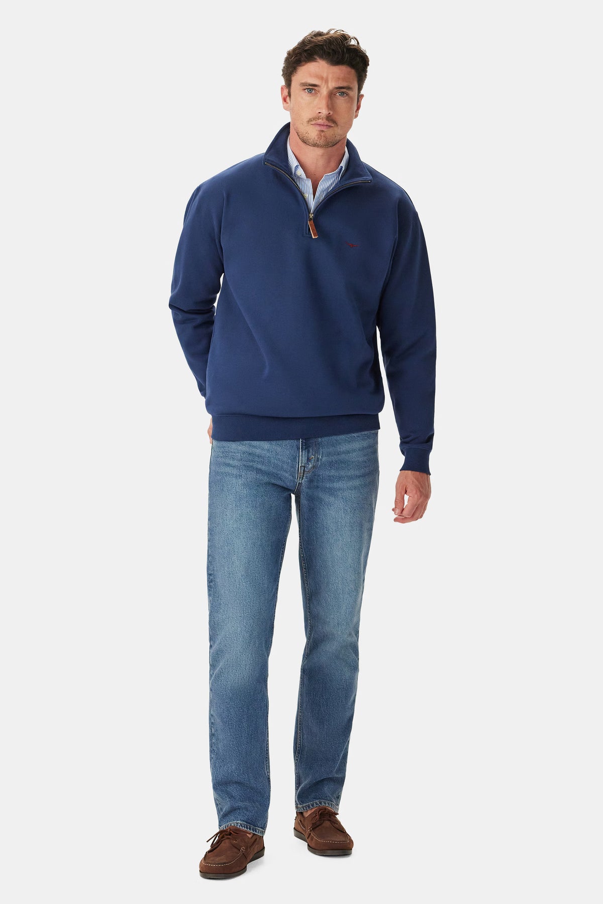 R.M. Williams Mulyungarie 1/4 Zip Sweatshirt #Colour_Vintage Blue