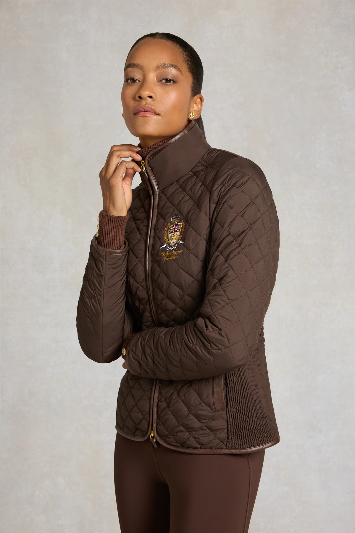 Holland Cooper Boughton Diamond Quilt Jacket #Colour_Walnut