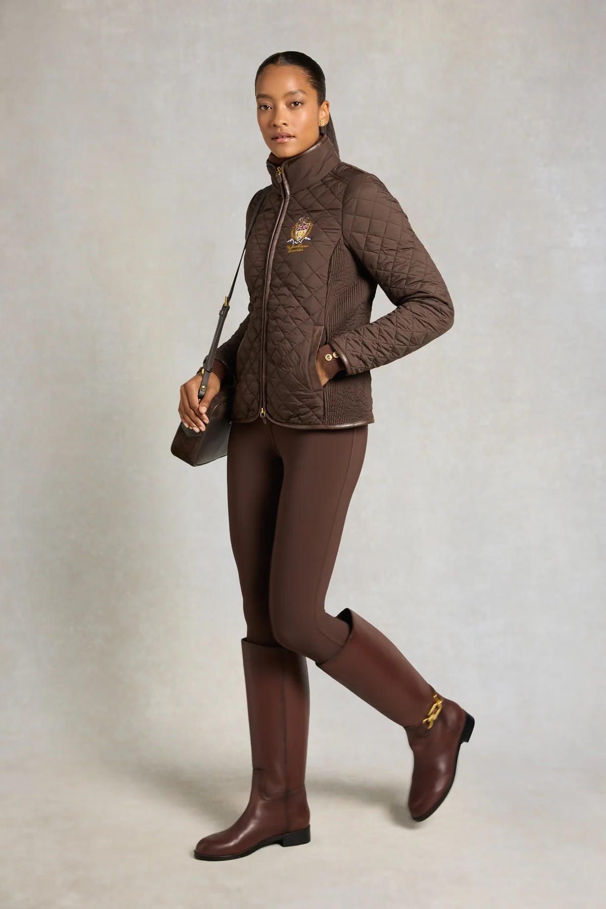 Holland Cooper Boughton Diamond Quilt Jacket #Colour_Walnut