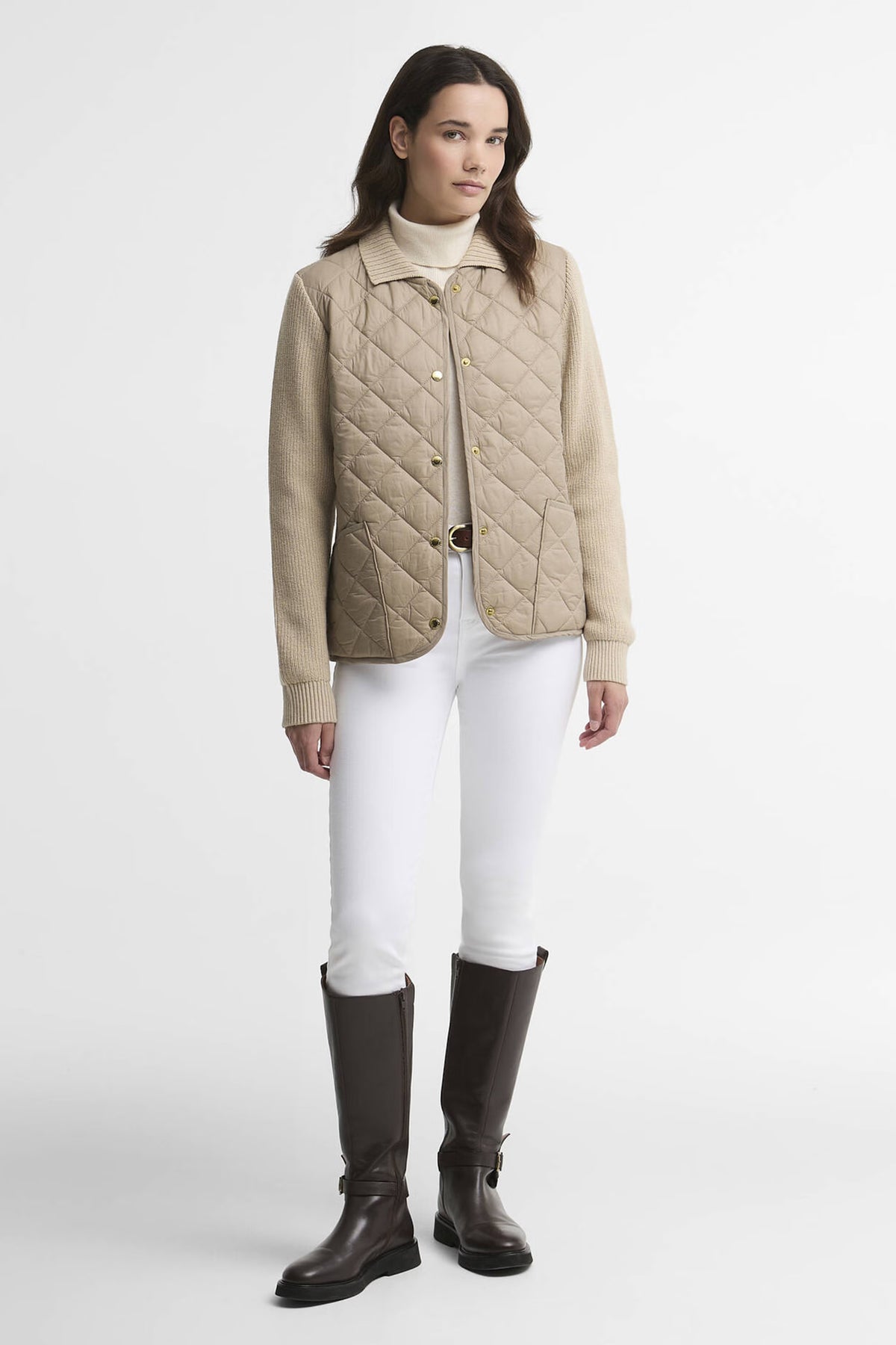 Barbour Allendale Knitted Cardigan #Colour_Warm Trench