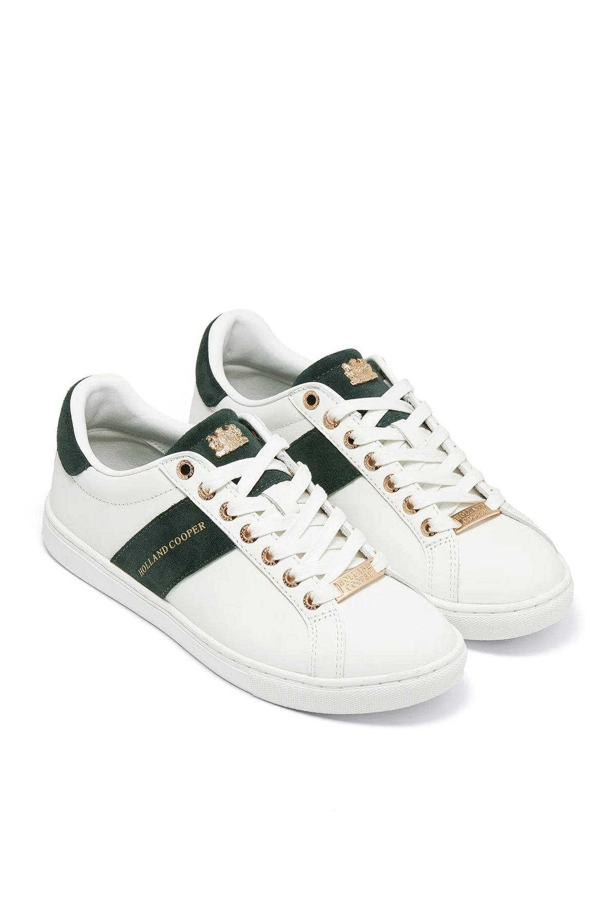 Holland Cooper Knightsbridge Court Trainer #Colour_White/Racing Green