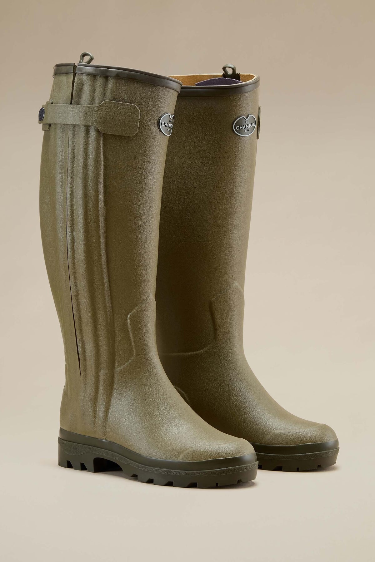 Le Chameau Women's Chasseur Leather Lined Wellington Boot #Colour_Vert Vierzon