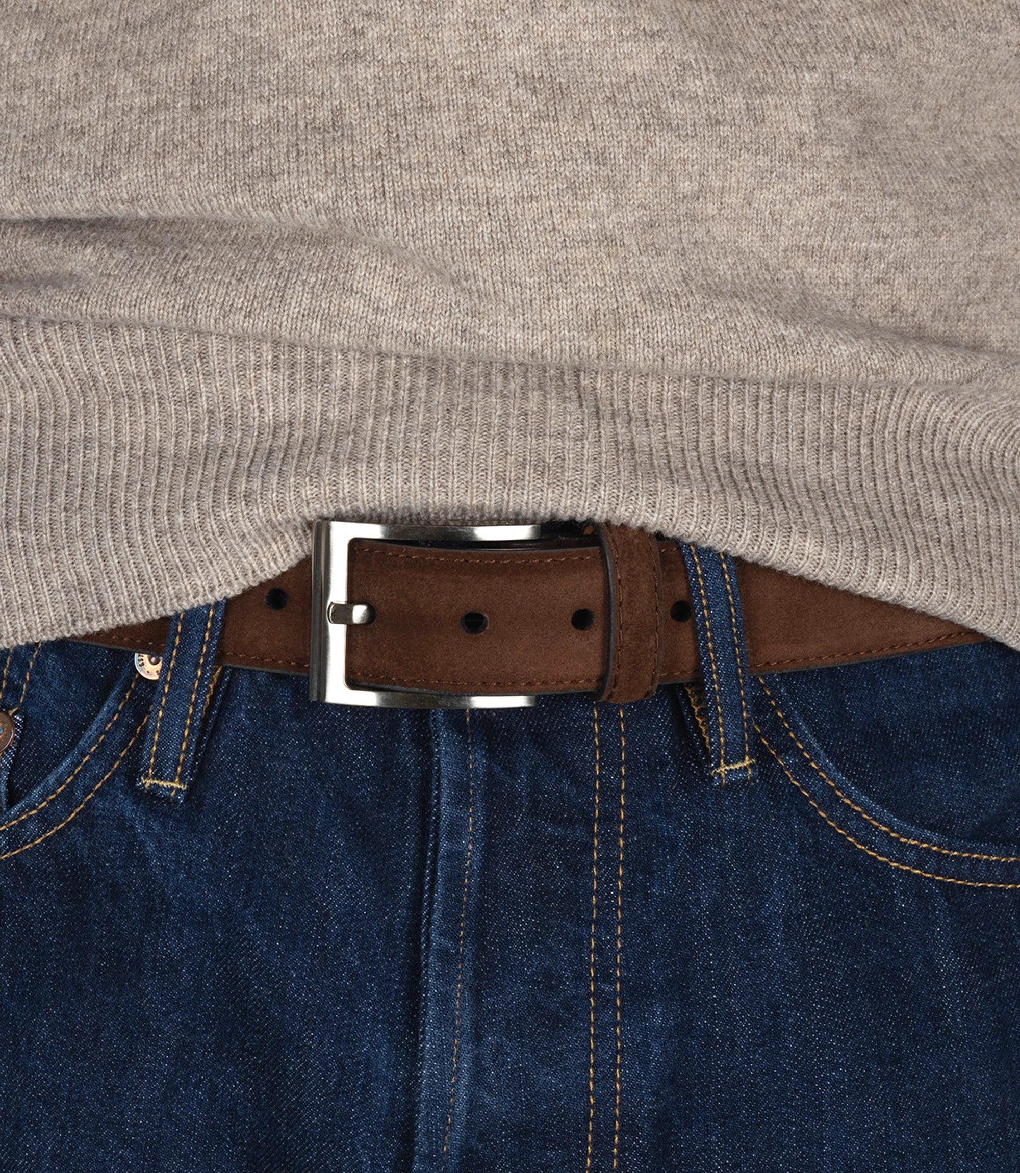 Loake Brown Suede William Suede Belt #Colour_Brown Suede