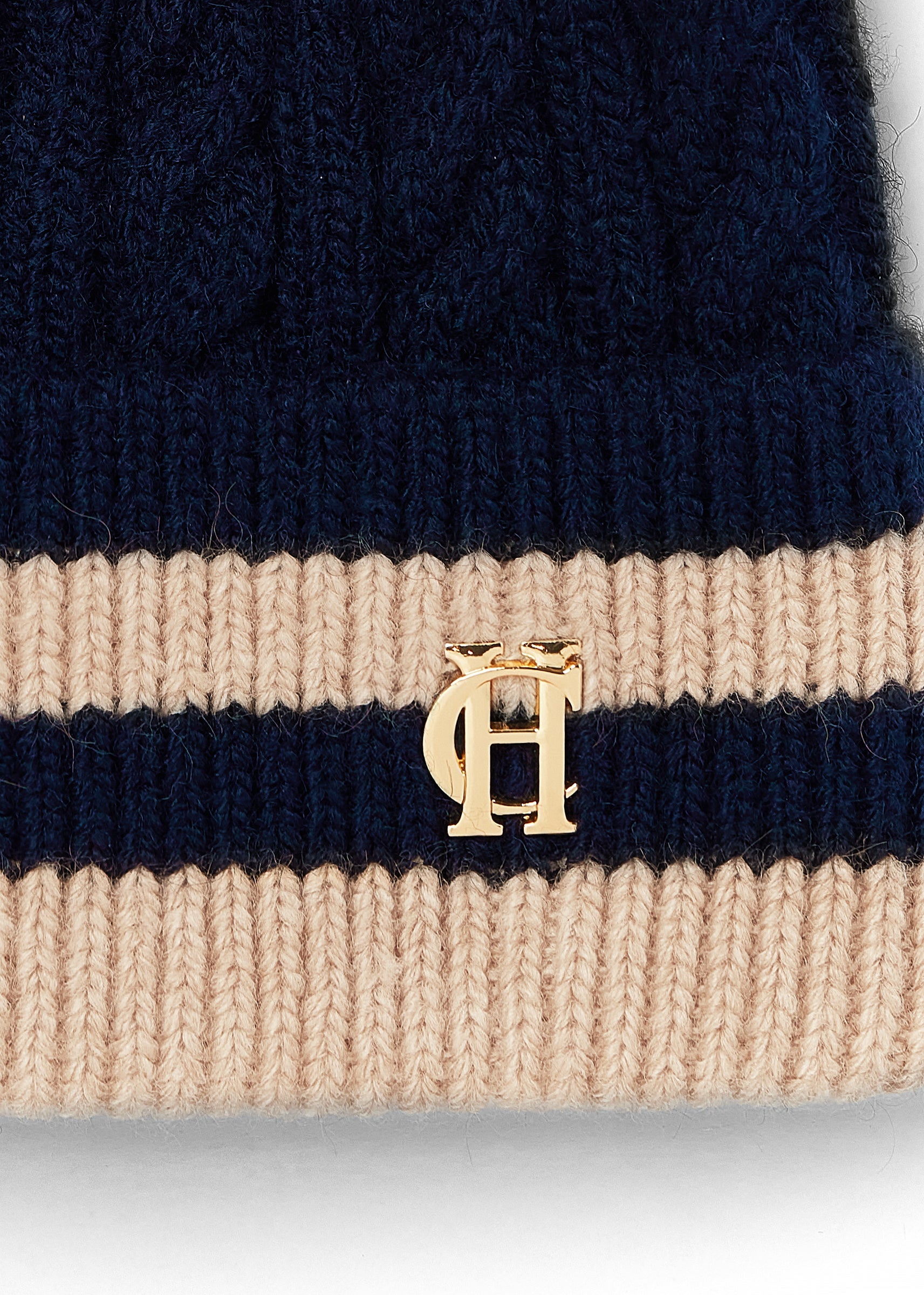 Zoe Bobble Hat -  ink navy stripe - View 9
