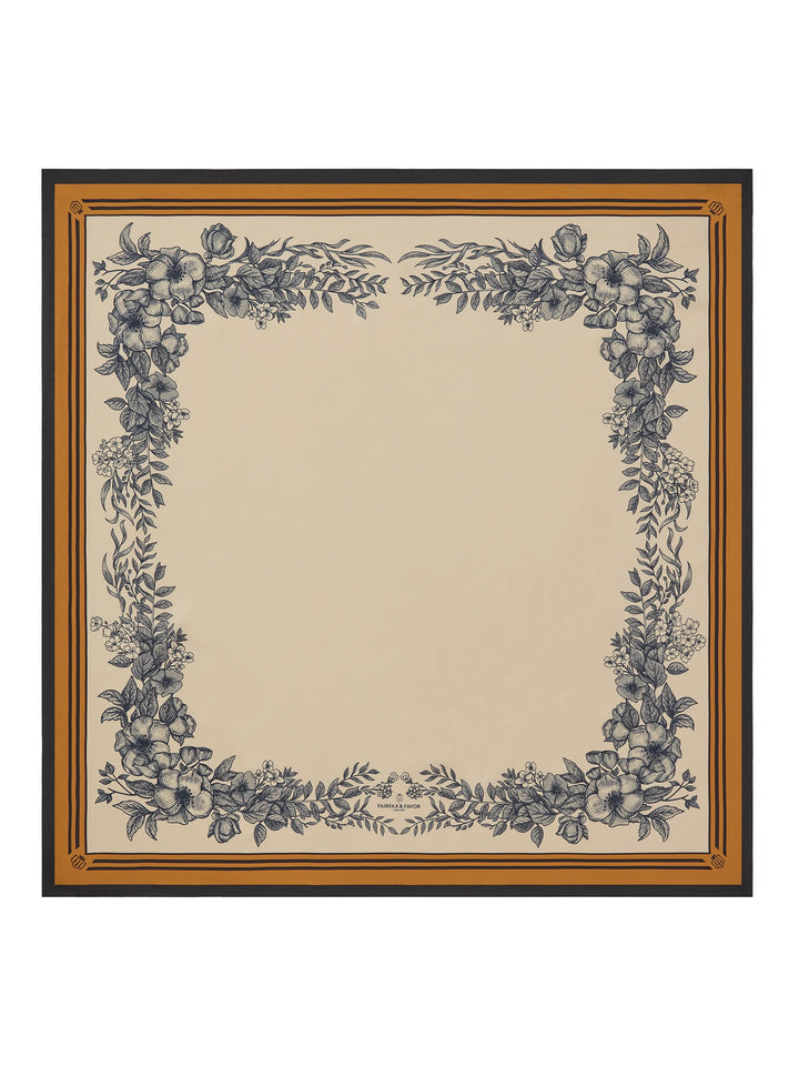 Fairfax & Favor Beige/Off White/Orange Mannington Silk Scarf #Colour_Beige/Off White/Orange