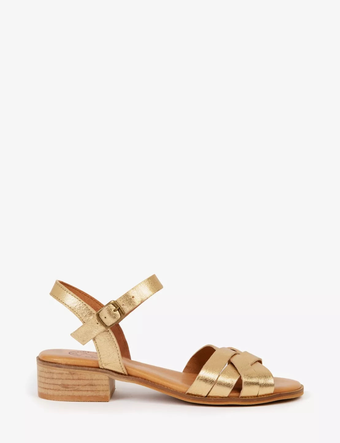 Penelope Chilvers Gold Heeled Shepherdess Metalic Leather Sandal #Colour_Gold
