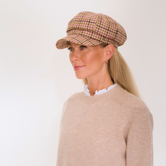 Hicks and Brown Mulberry Higham Tweed Baker Boy #Colour_Mulberry