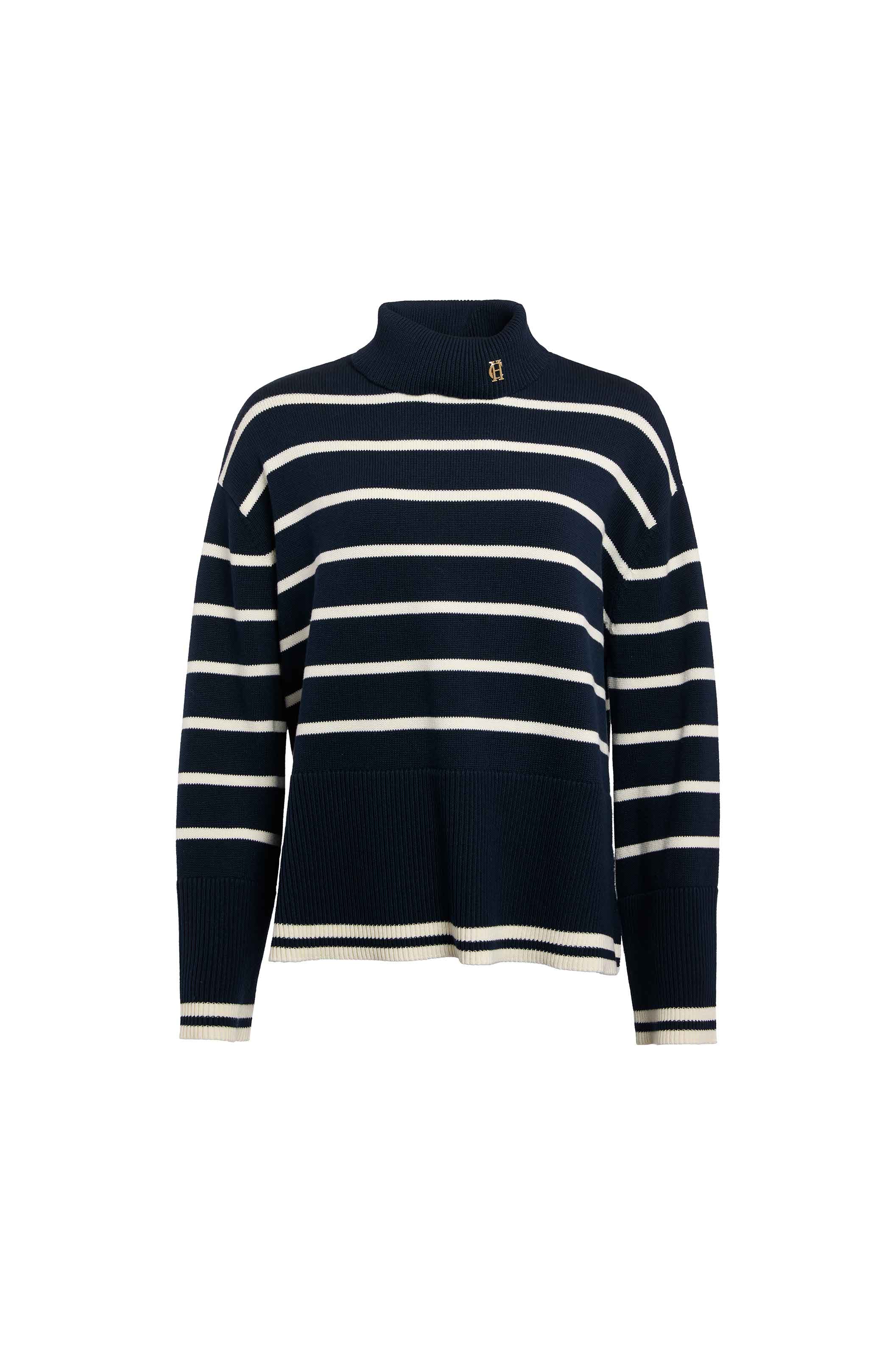 Antonia Roll Neck Knit -  ink navy stripe -  L - View 18
