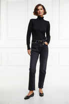 High Rise Slim Jean -   washed black - 16