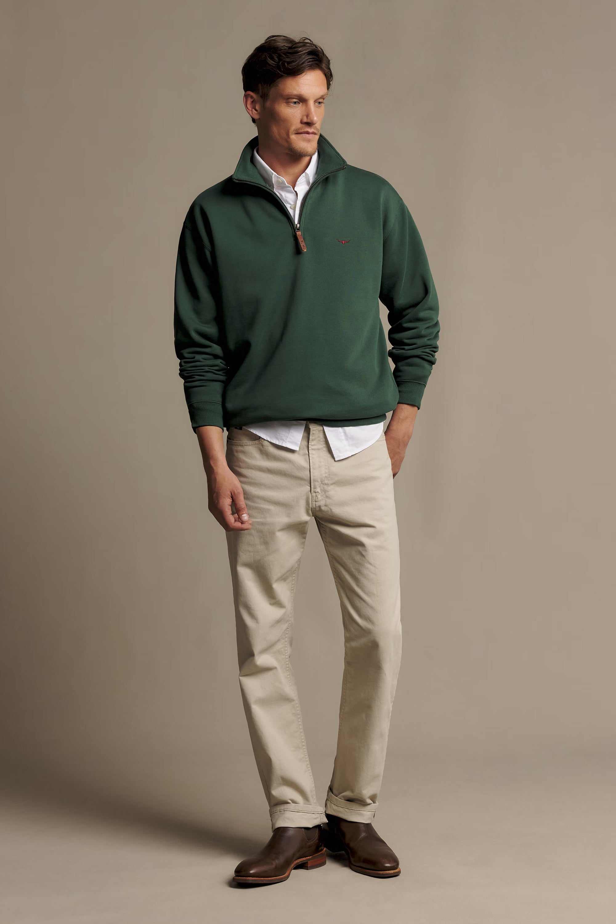 R.M. Williams Mulyungarie 1/4 Zip Sweatshirt #Colour_Pine