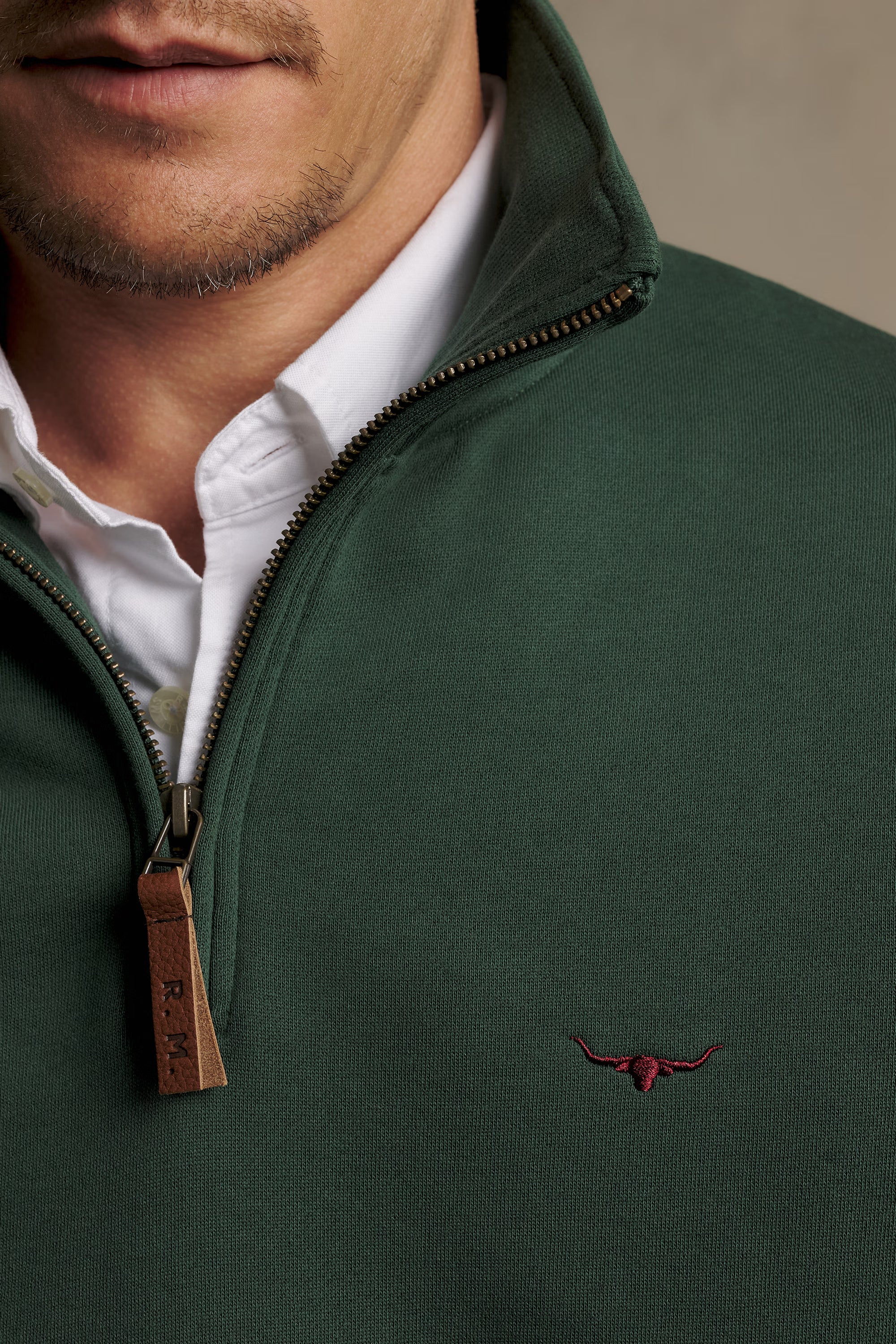 R.M. Williams Mulyungarie 1/4 Zip Sweatshirt #Colour_Ecru Marl