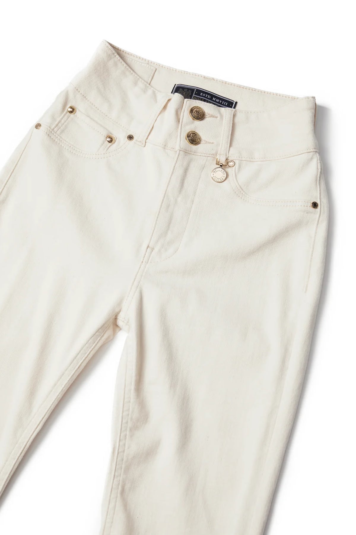 Holland Cooper High Rise Flared Jean #Colour_Oatmeal