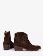 Penelope Chilvers Bitter Chocolate Cassidy Suede Embroidered Boot #Colour_Bitter Chocolate