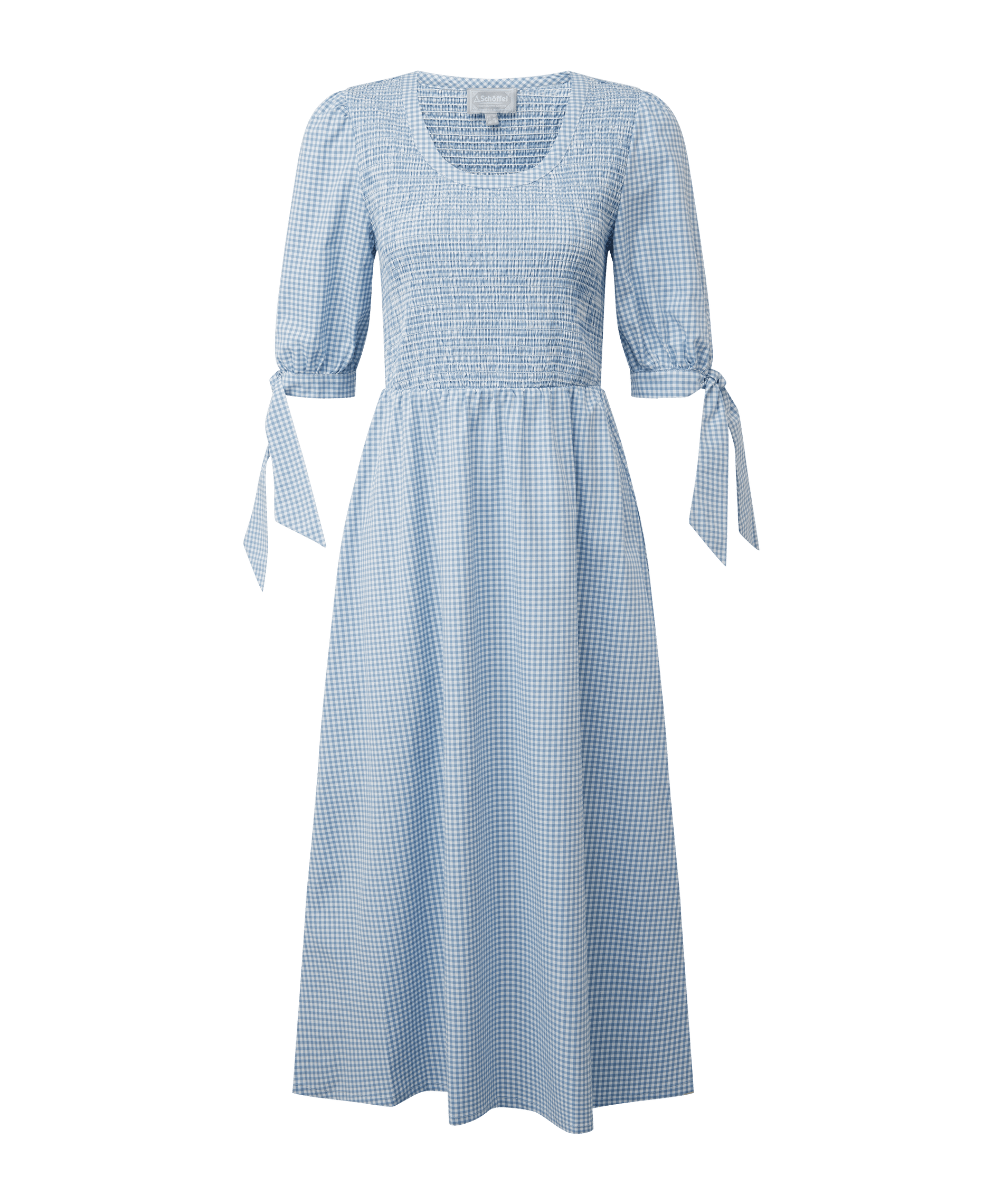 Schoffel Denim Blue Flora Gingham Dress #Colour_Denim Blue