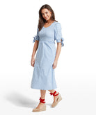 Schoffel Denim Blue Flora Gingham Dress #Colour_Denim Blue