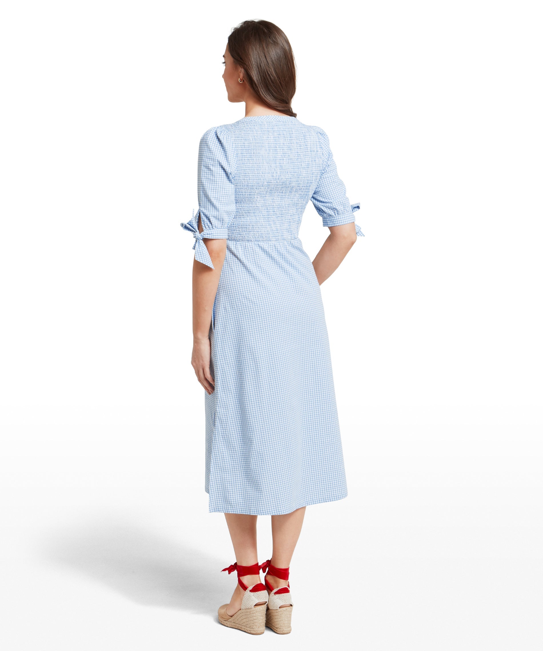 Schoffel Denim Blue Flora Gingham Dress #Colour_Denim Blue