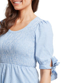 Schoffel Denim Blue Flora Gingham Dress #Colour_Denim Blue