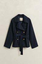 GANT Evening Blue Fluid Short Trench Coat #Colour_Evening Blue