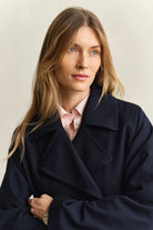 GANT Evening Blue Fluid Short Trench Coat #Colour_Evening Blue