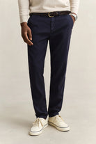 GANT Evening Blue Slim Cotton Linen Chino #Colour_Evening Blue