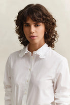 GANT White Reg CTN Frill Collar Shirt #Colour_White