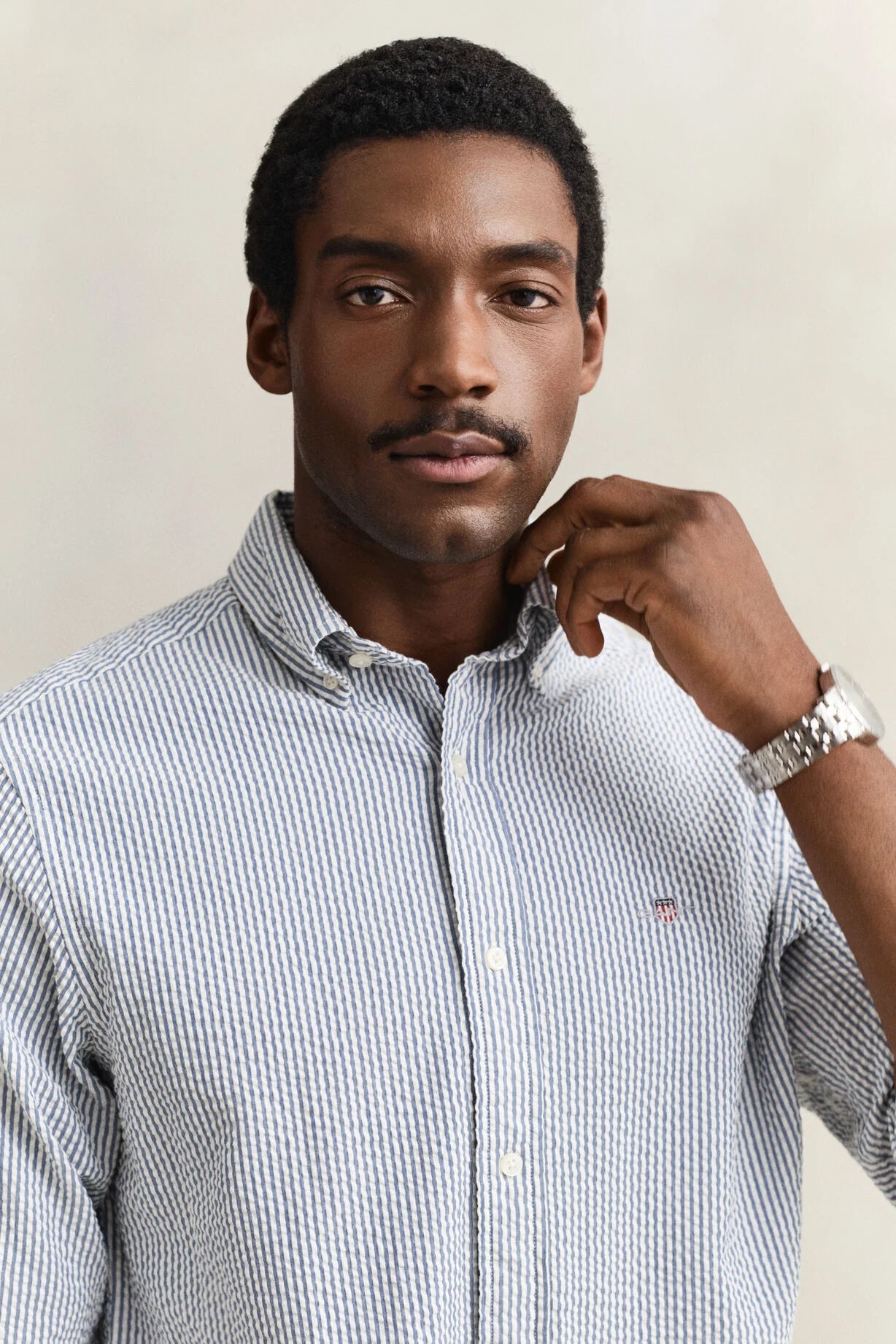 GANT Vintage Blue Reg Seersucker Stripe Shirt #Colour_Vintage Blue