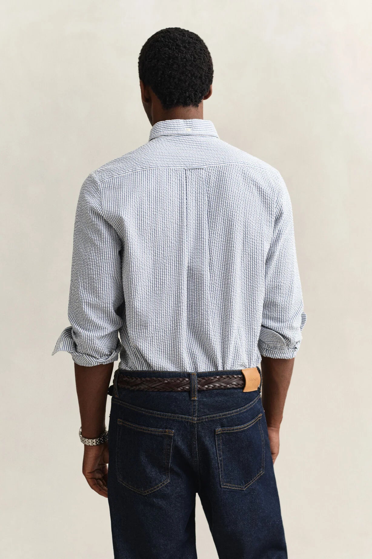GANT Vintage Blue Reg Seersucker Stripe Shirt #Colour_Vintage Blue