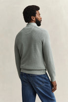 GANT Ceramic Grey Micro Textured Cotton Half Zip #Colour_Ceramic Grey