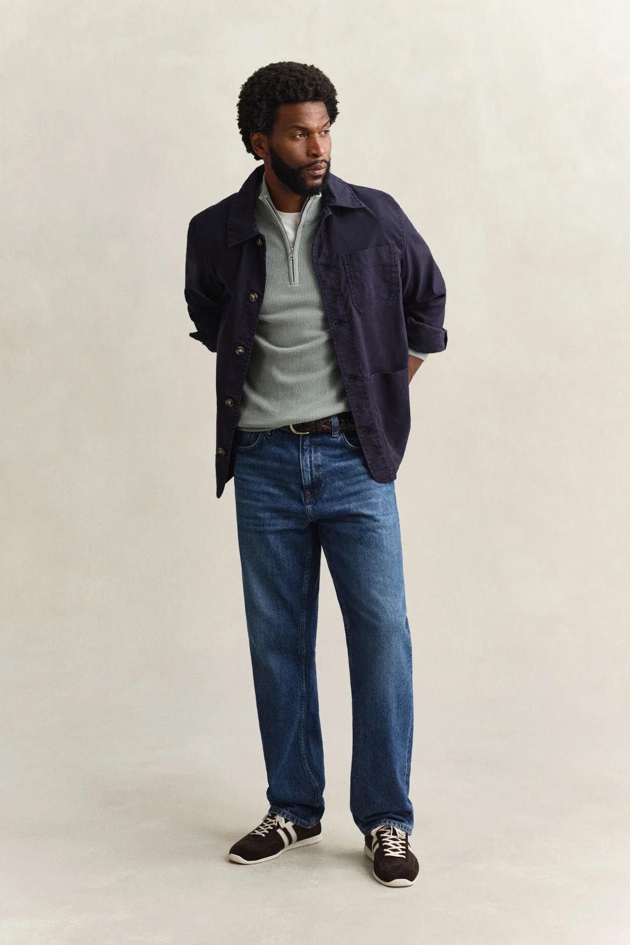 GANT Ceramic Grey Micro Textured Cotton Half Zip #Colour_Ceramic Grey