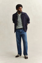 GANT Ceramic Grey Micro Textured Cotton Half Zip #Colour_Ceramic Grey