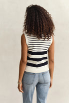 GANT Eggshell Striped Knit Vest #Colour_Eggshell