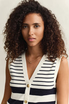 GANT Eggshell Striped Knit Vest #Colour_Eggshell