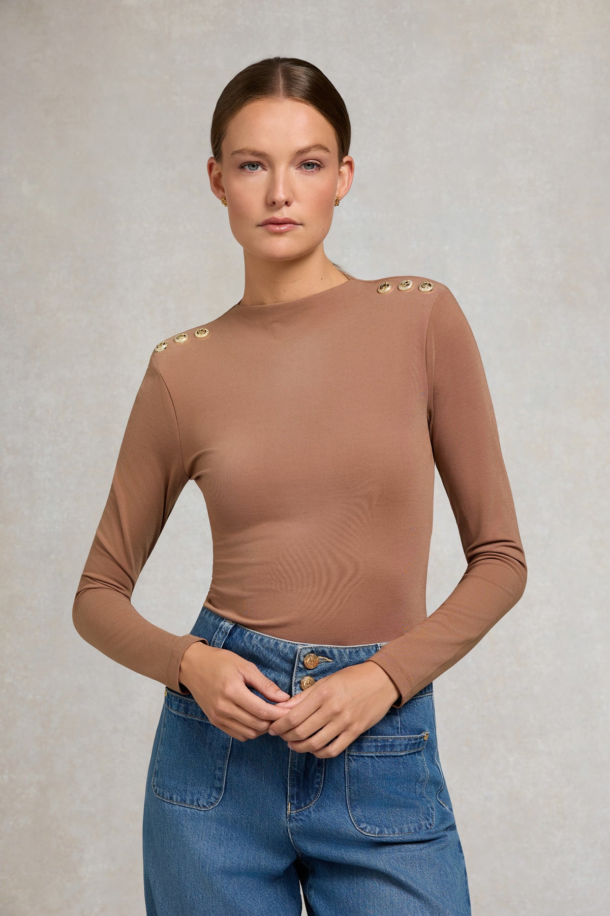 Holland Cooper Harper Long Sleeve Top #Colour_Toffee