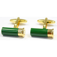 Soprano Shotgun Cartridge Cufflinks - Green/Gold