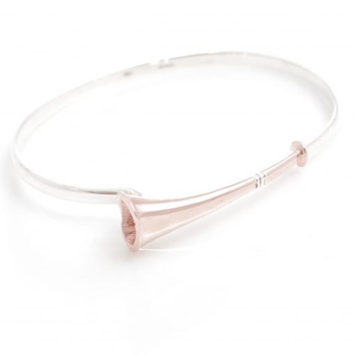 Hiho Silver Hunting Horn Bangle - Rose Gold and Silver