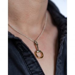Sterling Silver & Two Tone Snaffle Pendant on Fine Trace Chain