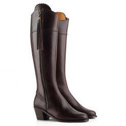 regina boot heel mahogany leather
