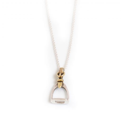 Hiho Silver Two Tone Stirrup Pendant Necklace - Silver & Gold