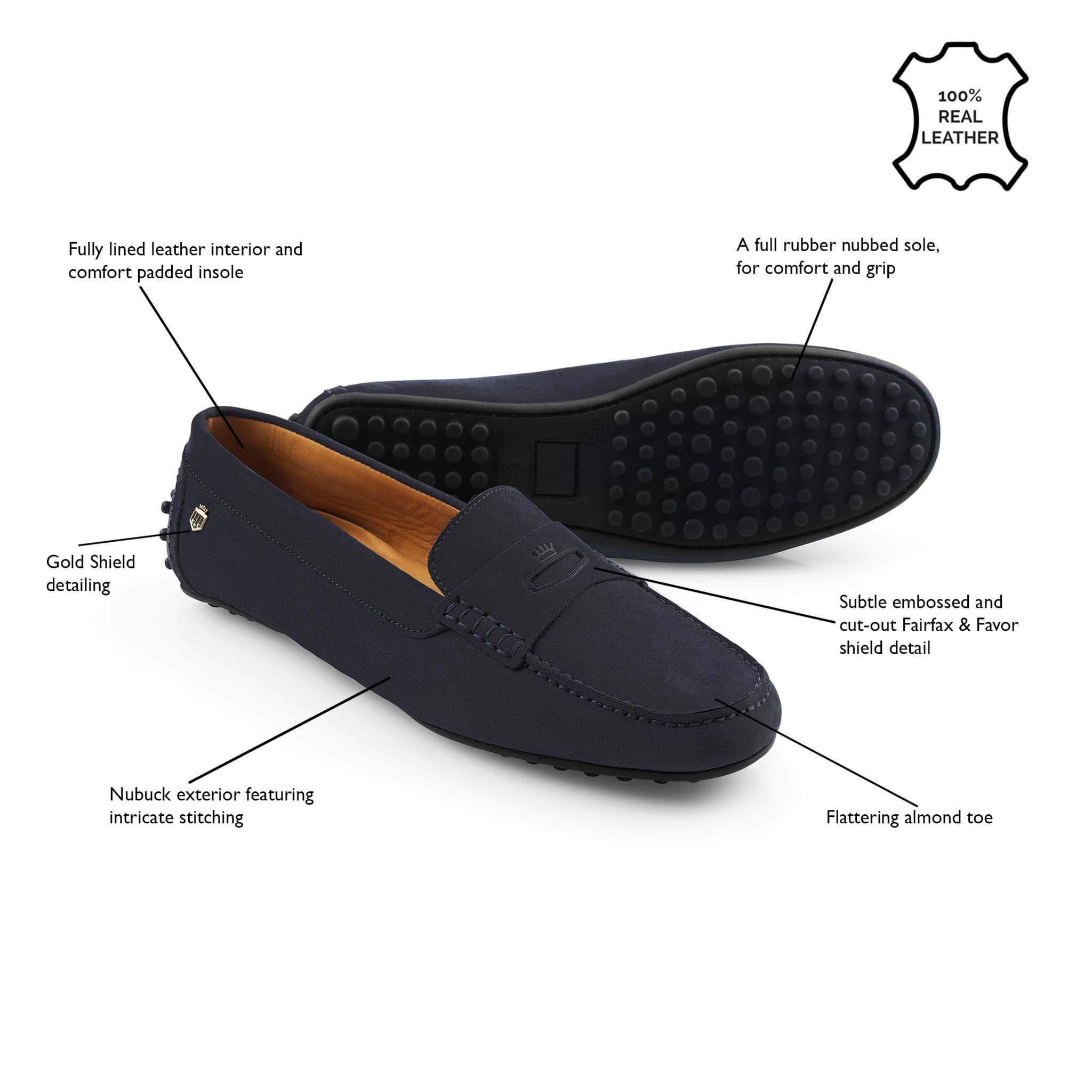 Fairfax & Favor The Hemsby Driving Shoe - Navy - Ruffords Country Store