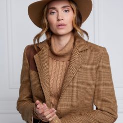Holland Cooper Trilby Hat Iridescent Feather Band - Camel